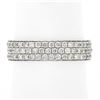 Image 2 : 18k White Gold 1.20 ctw Pave Set Round Diamond Squared 3 Row Eternity Band Ring
