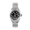 Image 2 : Rolex Ladies Stainless Steel Black Diamond Engine Turn Bezel Date Watch 26MM