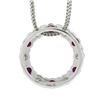 Image 6 : 14k White Gold 1.01 ctw Alternating Channel Ruby & Diamond Circle Pendant Chain