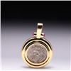Image 2 : 18K Yellow Gold Pendant With Rubies & Ancient Silver Greek Coin