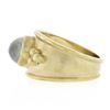 Image 6 : Maz 14k Yellow Gold Oval Moonstone Matte Finish Cigar Band Ring w/ Bead Work