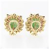 Image 4 : Vintage 18k Gold 8.60 ctw Rectangular Jade w/ Pear Ruby Diamond Statement Earrin
