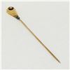 Image 1 : Antique 10K Gold Old Mine Cut Diamond Puffed Hand Engraved Tear Drop Stick Pin
