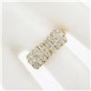 Image 3 : Solid 14K Yellow Gold 1.25 ctw Round Brilliant Cut Diamond Pyramid 3 Row Band Ri
