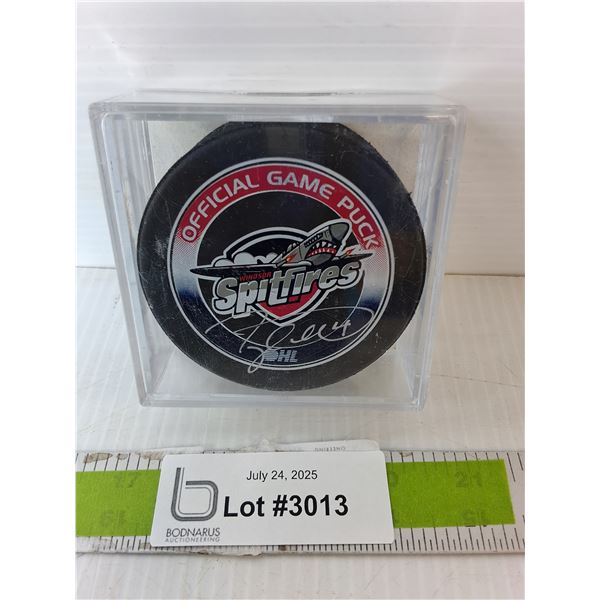 Taylor Hall Spitfires Autographed Puck with Certificate of Authenticity