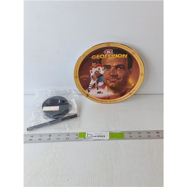 Bernie Geoffrion Montreal Canadiens Plate with Puck Stand 8.25"
