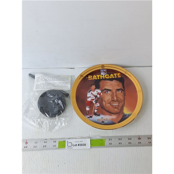 Andy Bathgate New York Rangers Plate with Puck Stand 8.25"