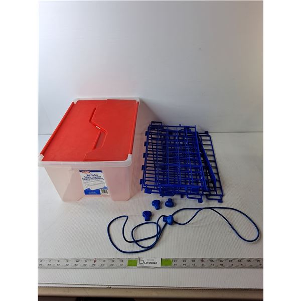 Action Figure Wrestling Ring- As Is & Plastic Storage Tote