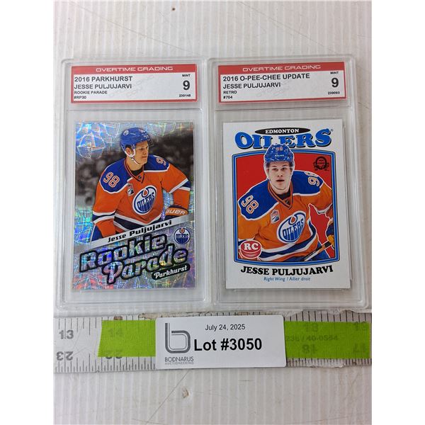 (2) Graded Jesse Puljujarvi Hockey Cards, Cannot Authenticate