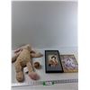 Image 1 : (2) Pictures - 3D Geisha Picture 8'' x 13'', Framed Picture 8'' x 10'' , Stuffed Rabbit, Tamari Ball