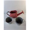 Image 2 : Gardening Lot- (2) Watering Cans, (4) Pots, (2) Trays