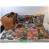 Image 1 : Wooden Magazine Rack & (22) Vintage Magazines- Popular Mechanics, Road & Track, Canadian Aviation, M