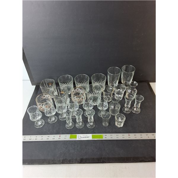 (27) Glasses- Crown Royal, Shot Glasses, Misc.