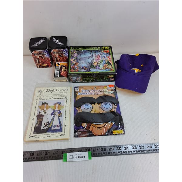 Jimi Hendrix Tin Candles, Paula Abdul Tin, Jigsaw Puzzle, Vikings Cap, Misc.