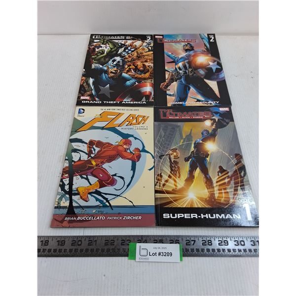 (4) Action Hero Comic Books (Flash & Captain America)