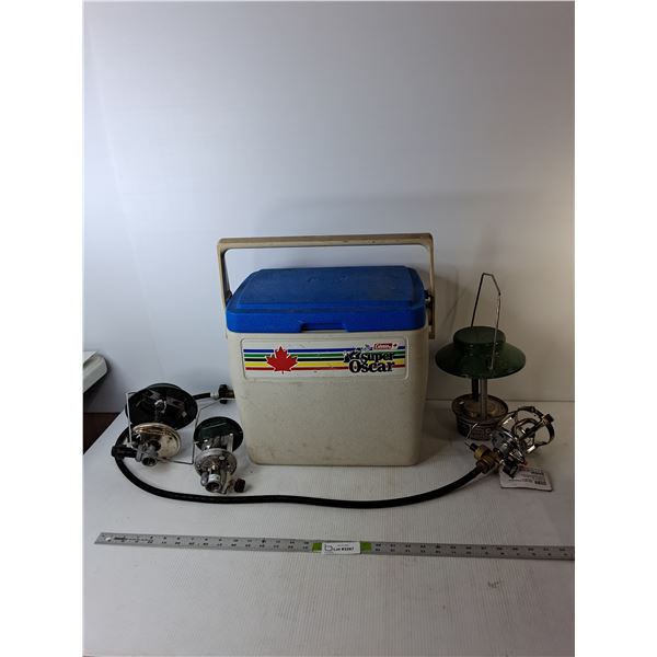 Vintage Coleman Cooler & (4) Propane Lanterns