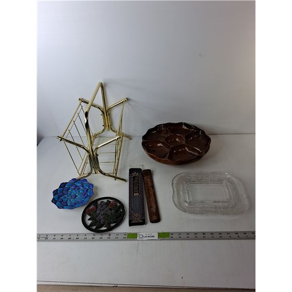 Magazine Rack, Spinning Tray, Incense Sticks, Misc.