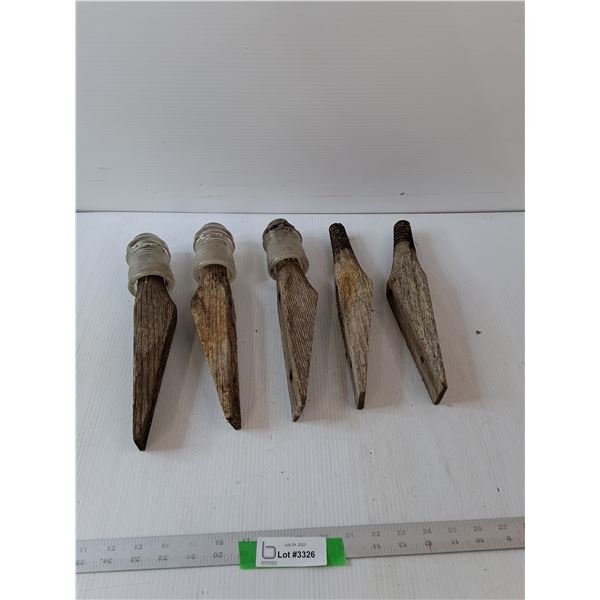 (3) Clear Insulators & (5) Wood Holders