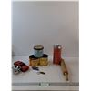 Image 1 : (3) Tobacco Tins, Ford Keychain, Rolling Pin, Thirst Extinguisher, Toy Car & Nerf Gun Bullets