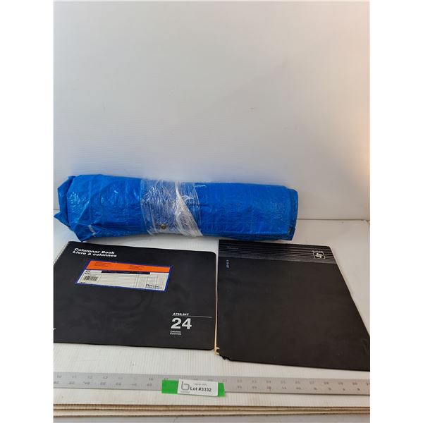Columnar And Accounting Books & Blue Tarp