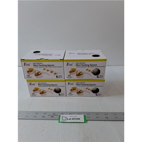 (4) Box Of Mini Tasting Spoons- Each Box Has (6)- NIB