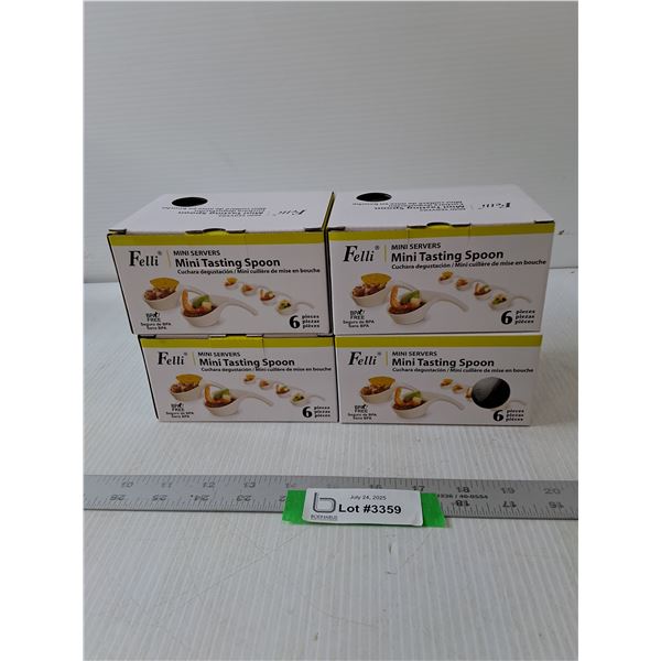 (4) Box Of Mini Tasting Spoons- Each Box Has (6)- NIB