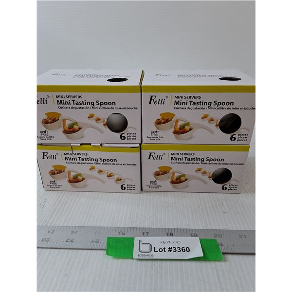 (4) Box Of Mini Tasting Spoons- Each Box Has (6)- NIB