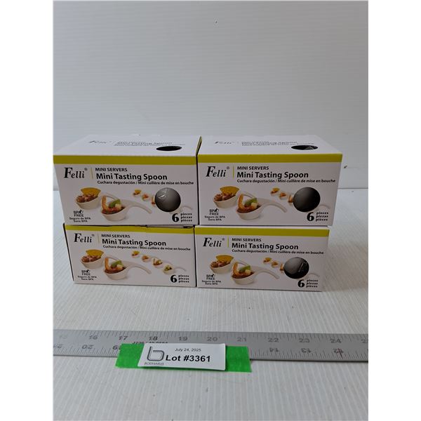 (4) Box Of Mini Tasting Spoons- Each Box Has (6)- NIB