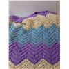 Image 2 : Blue , Purple And White  Crocheted Blanket