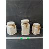 Image 1 : (3) White Ceramic Jars- One is Filled w/ Tea