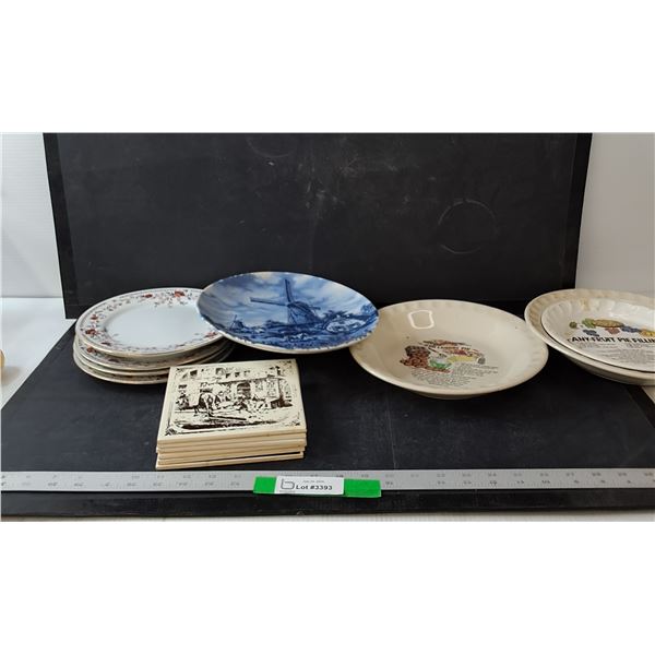 (6) Plates, (6) Coasters, (2) Pie Dishes