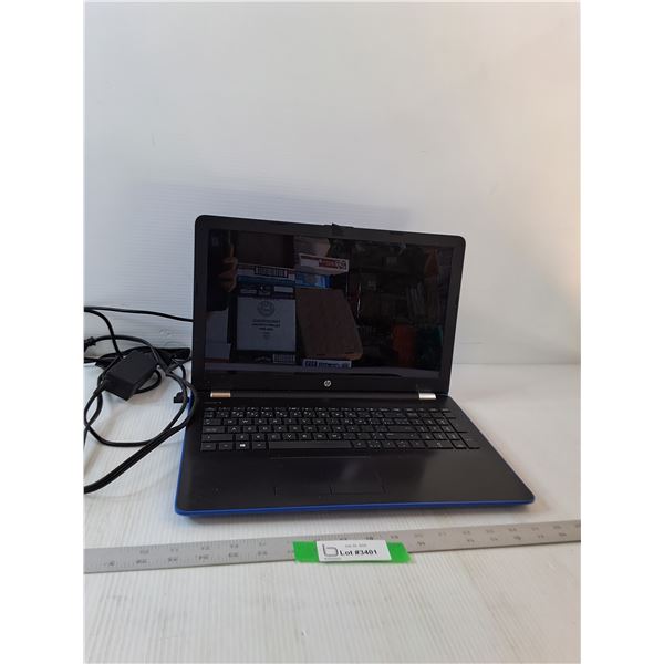 Blue hp Laptop- 15" x 10"- Has Charger- Comes As Is