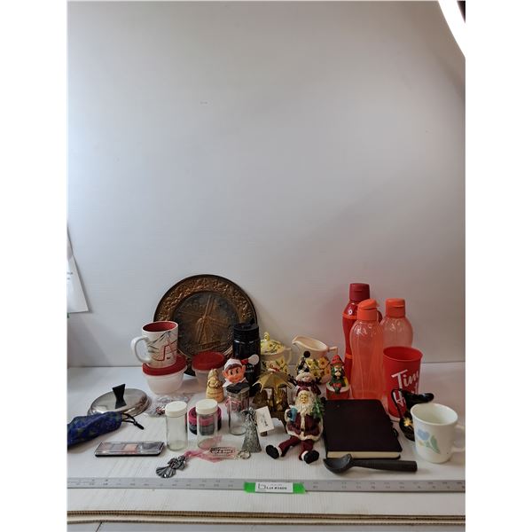 Water Bottle, Cups, Container, Christmas Decorations, Note Book, Eye Shadow, Metal Tray & Sunflower 