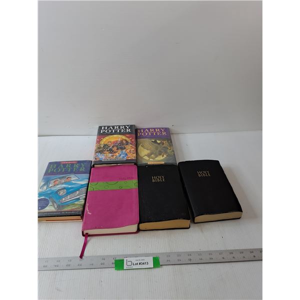(3) Harry Potter Books & (3) Holy Bibles