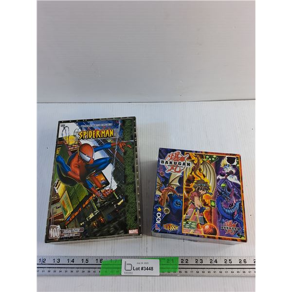 100 pcs Spiderman and Bakugan Jigsaw Puzzles - Sealed