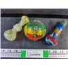 Image 1 : Glass Ash Tray and (2) Glass Smoking Pipes