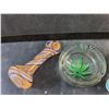 Image 2 : Glass Ash Tray and (2) Glass Smoking Pipes