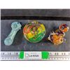 Image 1 : Glass Ash Tray and (2) Glass Smoking Pipes