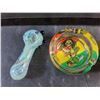 Image 2 : Glass Ash Tray and (2) Glass Smoking Pipes