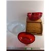 Image 1 : Wooden Bread Box and Plastic Bowls