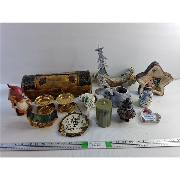 Various Decor, Candle Holders, Candle and Decorative Chest