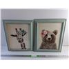 Image 1 : (2) Framed Animal Art Prints 16" x 13"