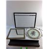 Image 1 : Dry Erase Board 23" x 17", Framed Mirror, Serving Tray and Wall Shelf