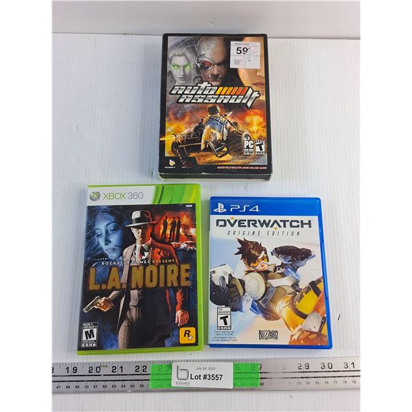 Xbox 360 LA Noire, PS4 Overwatch and PC Auto Assault Games
