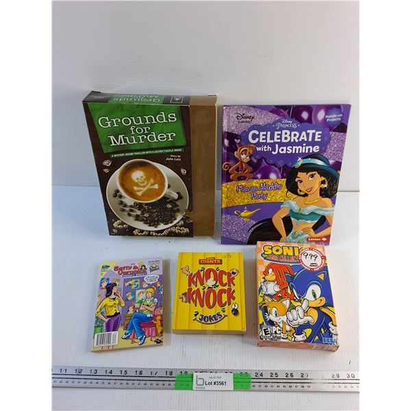 Celebrate with Jasmine Book, Betty & Veronica Double Digest, Grounds for Murder Game and Misc