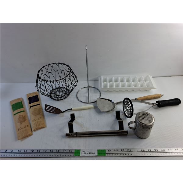 Paper Towel Holder, Ice Tray, Potato Masher, Incense Sticks, Spatulas and Misc