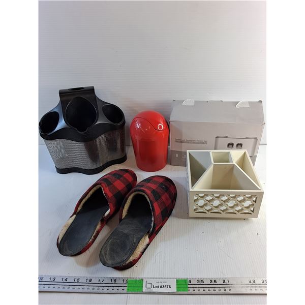 Paper Bin, Toothbrush & Toothpaste Holder Set, Home Slippers and Organizers