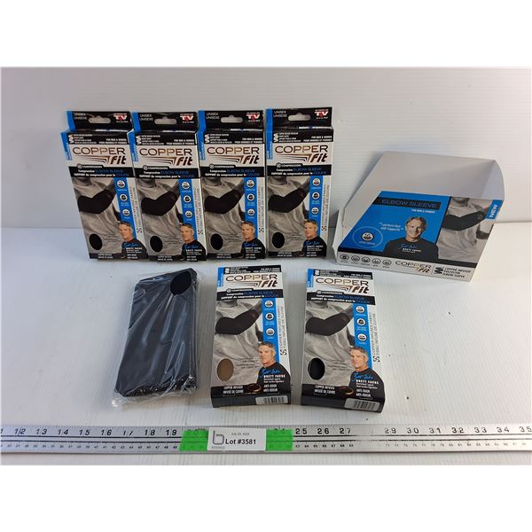 (6) Copper Fit Compression Elbow Sleeves - New, Size L