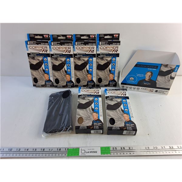 (6) Copper Fit Compression Elbow Sleeves - New, Size L