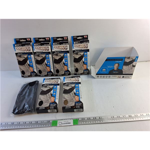 (6) Copper Fit Compression Elbow Sleeves - New, Size L